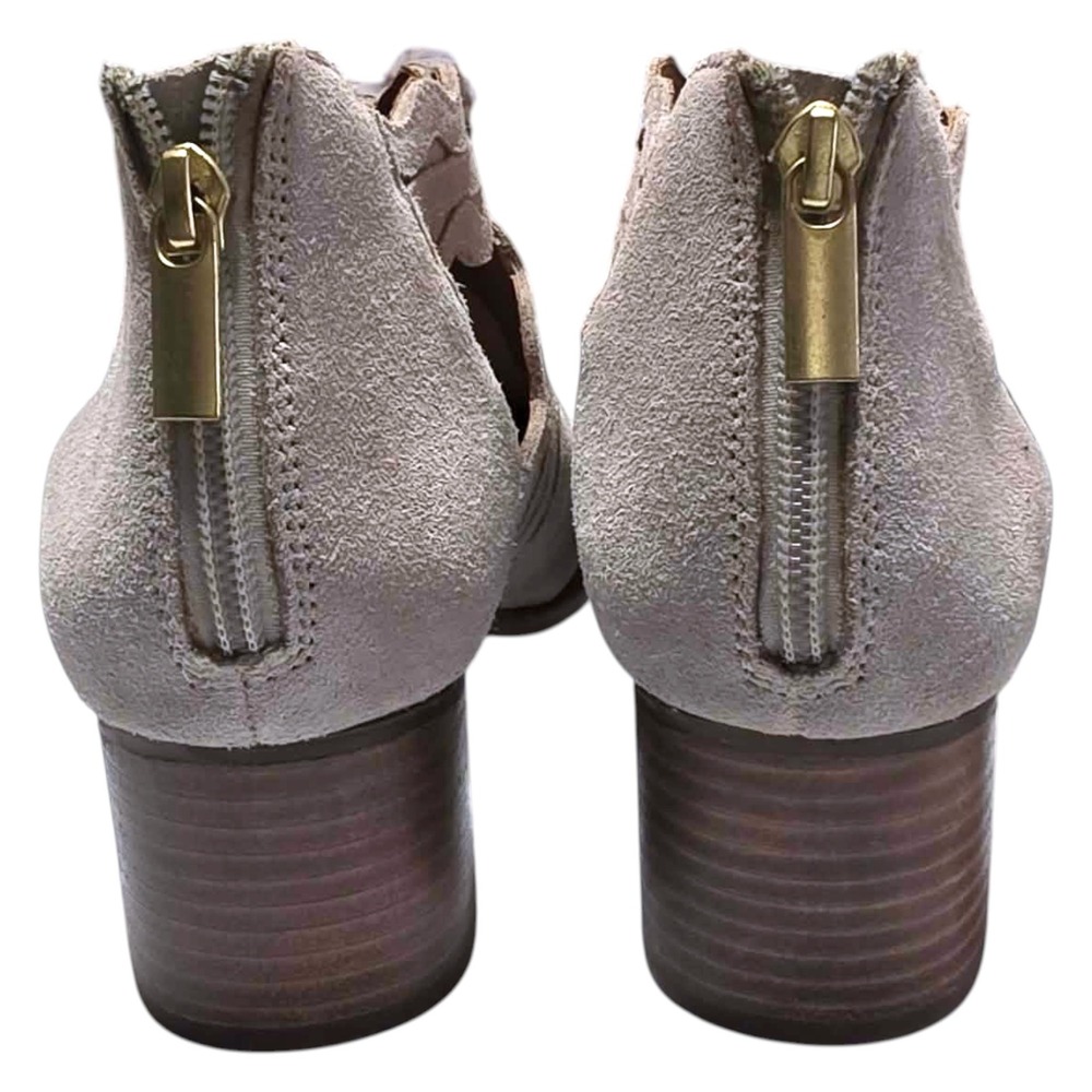 Seychelles Women Taupe Suede Wavy Cutout Ankle Booties Block Heel Size 9.5 - Picture 6 of 11